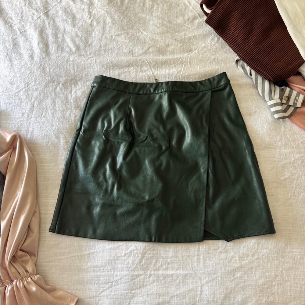 Sleek Pleather Green Skirt